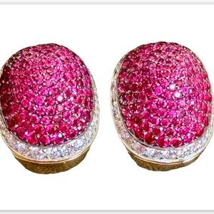 G. Bvlgari Enigma Collection 18k Ruby & Diamond Statement Earrings